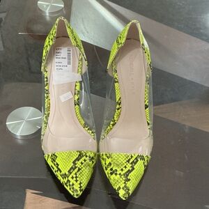 Kendall & Kylie Neon Yellow Snake Print Heels